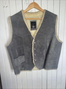 Steer Brand Leather Vest Grey Size XL